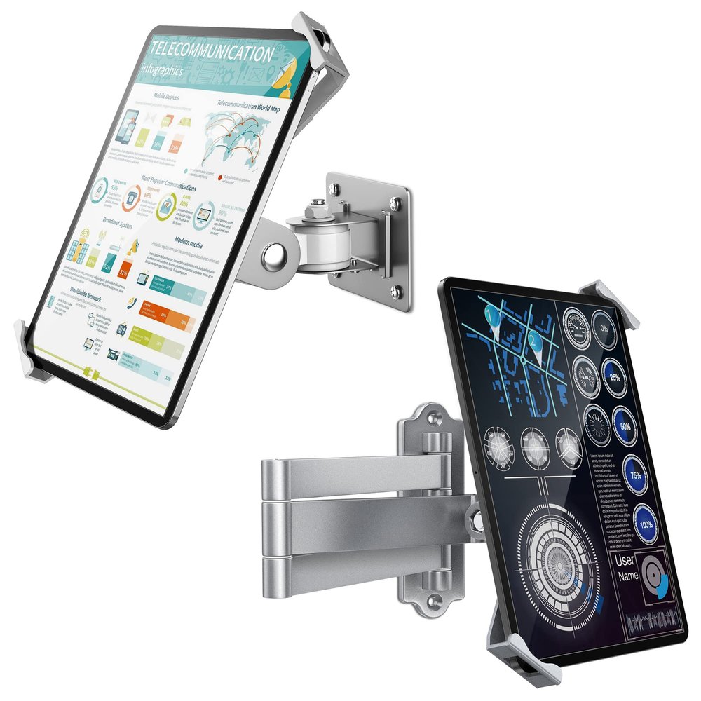 AboveTEK TH-248S Tablet Wall Mount Bundle with TH-258S Adjustable Long Arm iPad Wall Mount Fits 7 to 11 Inch Tablets Including iPad, Galaxy Tab, Slate, Fire and More-Anti Theft Security Lock and Key