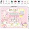 10x6.5ft Gender Reveals Theme Background Boy or Girl Backdrops Cartoon Animal Pink White Grid Background Carousel Newborn Photography Background view 3