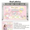 10x6.5ft Gender Reveals Theme Background Boy or Girl Backdrops Cartoon Animal Pink White Grid Background Carousel Newborn Photography Background view 4
