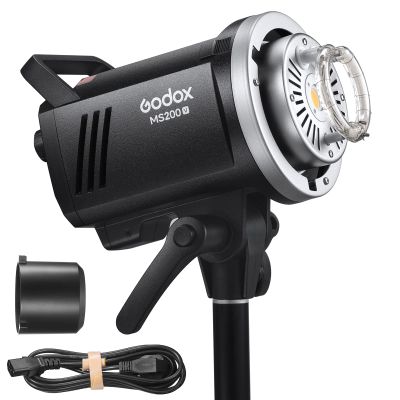 Godox MS200V LED Studio Flash 200W, LED Light 2.4G GN53 5600K CCT with LED Modeling Lamp Bowens Mount, Power Output Stability for Photographic Studio Portrait Shooting(MS200 Upgraded Version)