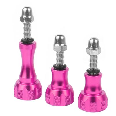 FEICHAO 1 Long and 2 Short M5 Screws Thumb Nut Screw Compatible with GoPro Action Camera Accessories (Pink)