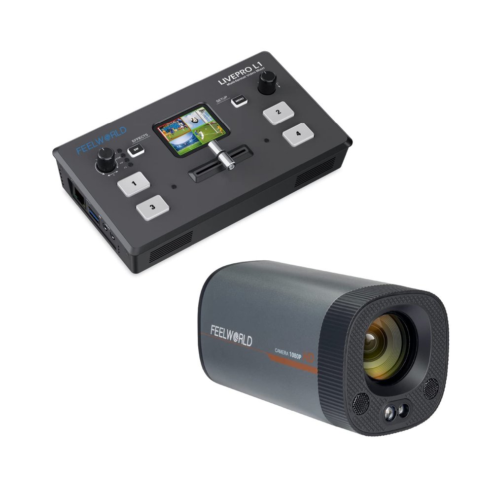 FEELWORLD LIVEPRO L1 Video Switcher and HV10X Live Stream Camera Bundle