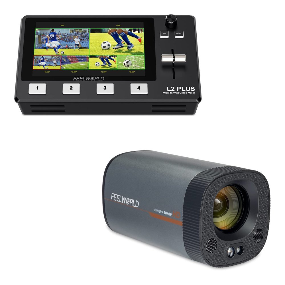 FEELWORLD L2 Plus Video Switcher and HV10X Live Stream Camera Bundle