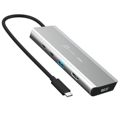 j5create USB4 Dual 4K Multi-Port Hub - 5 in 1 USB4 Hub, Dual 4K Display (HDMI, DisplayPort, or USB-C), USB-A, 2 x USB-C Ports, for Macbooks, Windows Thunderbolt 3/4 Laptops (JCD401)