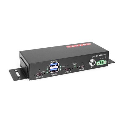 Gearmo 4-Port USB 3.2 Gen 2 Type-C Hub with 10Gbps Speed, Surge Protection, Rugged Design & Mounting Options