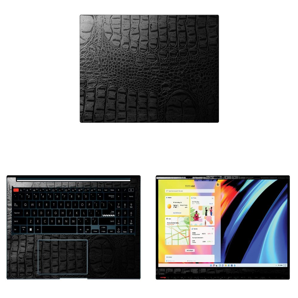 Decalrus - Protective Decal for The ASUS Vivobook S S3502 (15.6" Screen) Laptop Crocodile Decal Pattern Texture Vinyl Cover wrap CROasusVivobk15_S3502Black