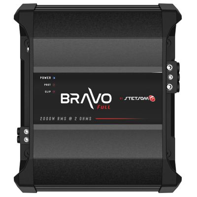 Stetsom Bravo Full 2000 2 Ohms Mono Car Amplifier, 2000.1 2K Watts RMS, 2 Stable Car Audio, HD Sound Quality, Crossover & Bass Boost, Car Stereo Speaker Subwoofer MD, Smart Coolers