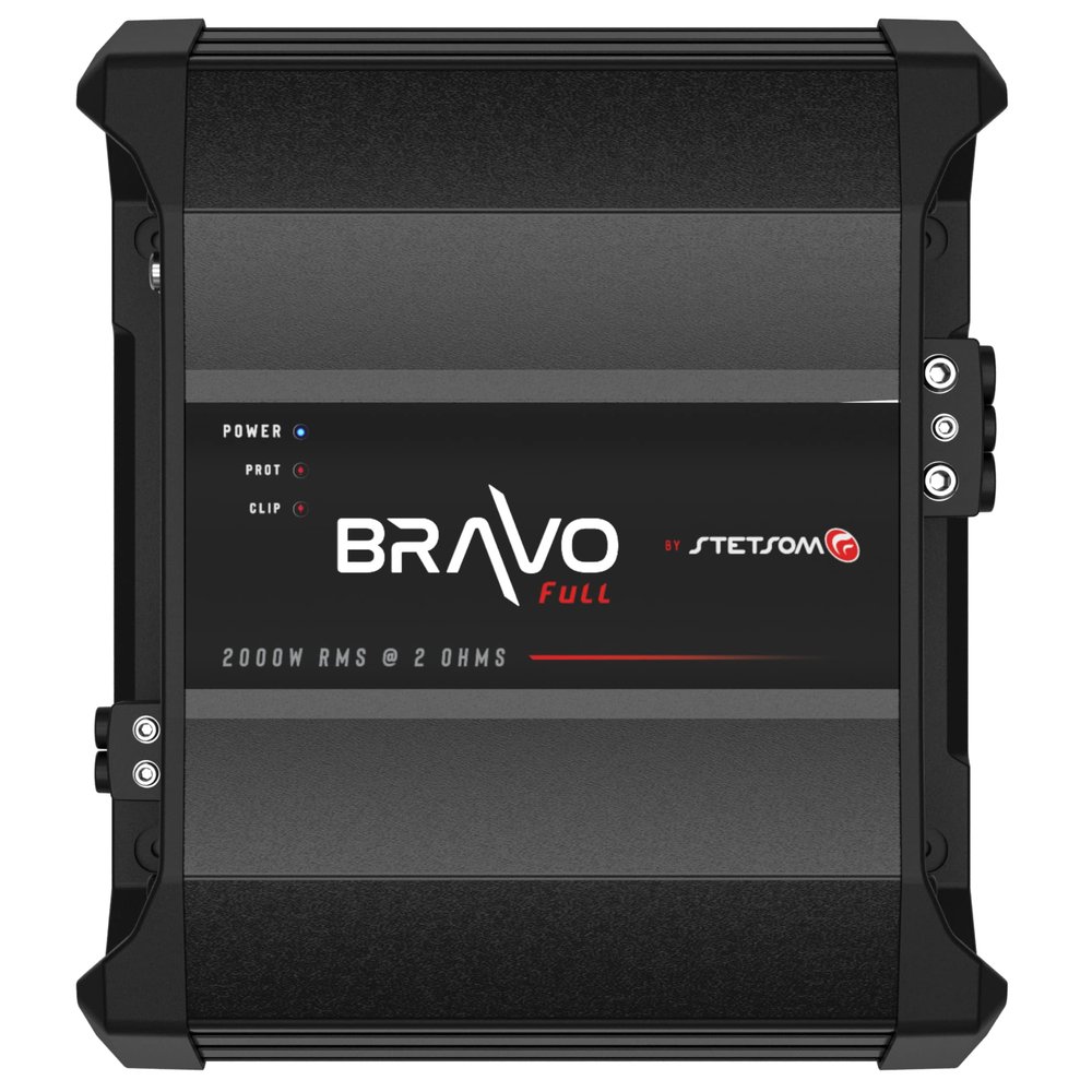 Stetsom Bravo Full 2000 2 Ohms Mono Car Amplifier, 2000.1 2K Watts RMS, 2 Stable Car Audio, HD Sound Quality, Crossover & Bass Boost, Car Stereo Speaker Subwoofer MD, Smart Coolers