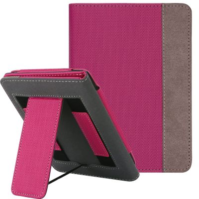 WALNEW Stand Case for 6 All-New Kindle (2024 Release), Multi-Viewing Stand Cover Flip Case with Two Hand Straps and Auto Sleep/Wake Fits Kindle (11th Generation) - 2024 and 2022 Releases (Hot Pink)