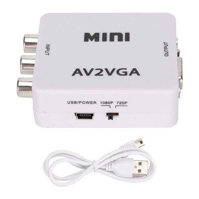 AV to VGA Adapter Composite AV to VGA Adapter TV Set Top Box, TV Set Top Box Audio Video Converter, USB Plug AV to VGA Converter Mini AV to TV VGA Video Playing Adapter