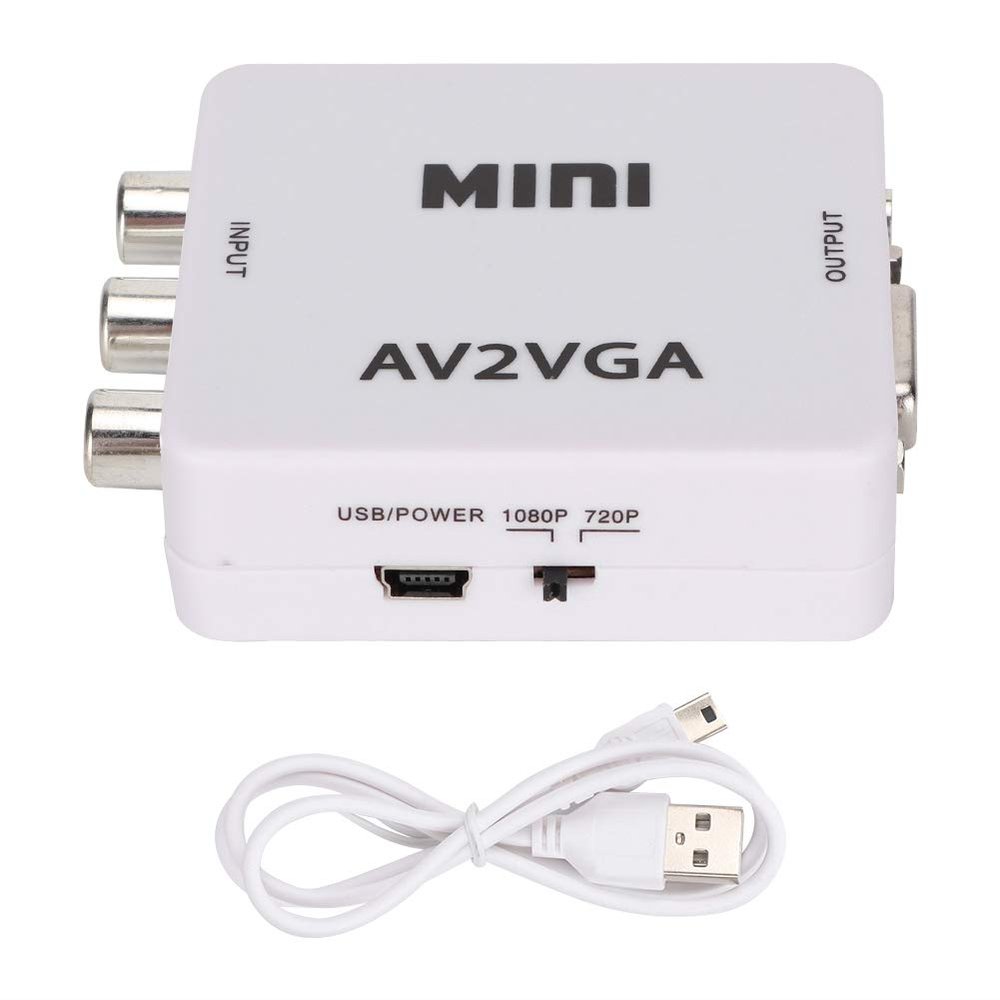 AV to VGA Adapter Composite AV to VGA Adapter TV Set Top Box, TV Set Top Box Audio Video Converter, USB Plug AV to VGA Converter Mini AV to TV VGA Video Playing Adapter