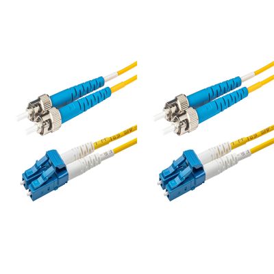 SpeedyFiberTX - 2-Pack 250 Meter Singlemode Duplex ST/U to LC/U Fiber Patch Cable, Corning SMF-28 9/125um Ultra Optical Fiber, OS1/OS2 Compatible, Yellow Riser OFNR Cable Jacket