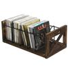 FARM IN CD Storage Holder, 5-Slot Farmhouse Industrial CD & DVD Storage Rack with Handles, Barn Door X-Cross Design, Rustic Solid Burnt Wood and Black Metal Wire view 1