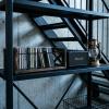 FARM IN CD Storage Holder, 5-Slot Farmhouse Industrial CD & DVD Storage Rack with Handles, Barn Door X-Cross Design, Rustic Solid Burnt Wood and Black Metal Wire view 2