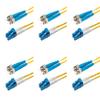 SpeedyFiberTX - 6-Pack 200 Meter Singlemode Duplex ST/U to LC/U Fiber Patch Cable, Corning SMF-28 9/125um Ultra Optical Fiber, OS1/OS2 Compatible, Yellow Riser OFNR Cable Jacket view 1