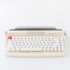 Adventurers Wireless Retro Typewriter Keyboard,Bluetooth 5.0 Keyboard with Cute Round Keycaps/Tablet Holder, for Writers/Girlfriend(Ivory Butter) view 1