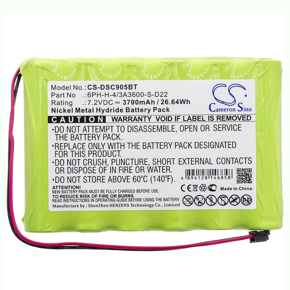 Cameron Sino 7.2V 3700mAh Battery Compatible with DSC IMPASSA 9057 2-Way Wireless Security System Alarm Panel, Rechargeable Ni-MH Battery for 6PH-H-4/3A3600-S-D22, ADT Impassa Wireless Alarm Systems
