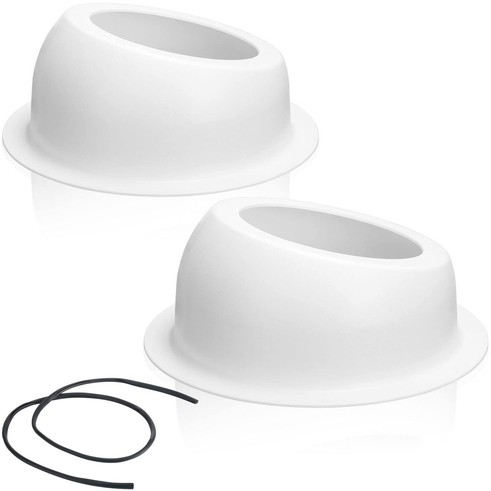 Amylove Universal Angled Speaker Enclosures Pods, White, Hole Cut