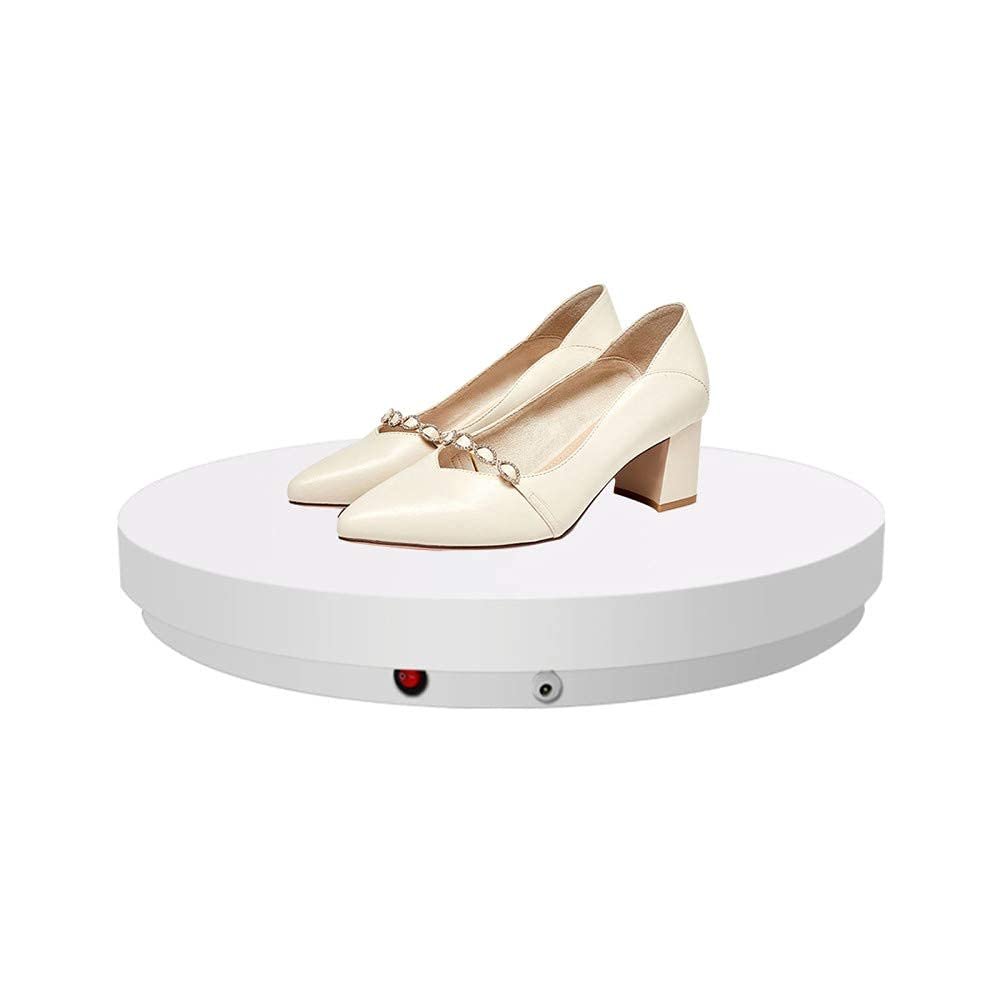 rUrEu 360 Rotating Display Stand with Remote, Electric Rotating Turntable, Rotating Platform for Photography, Products Show/White/45Cmx5.5Cm
