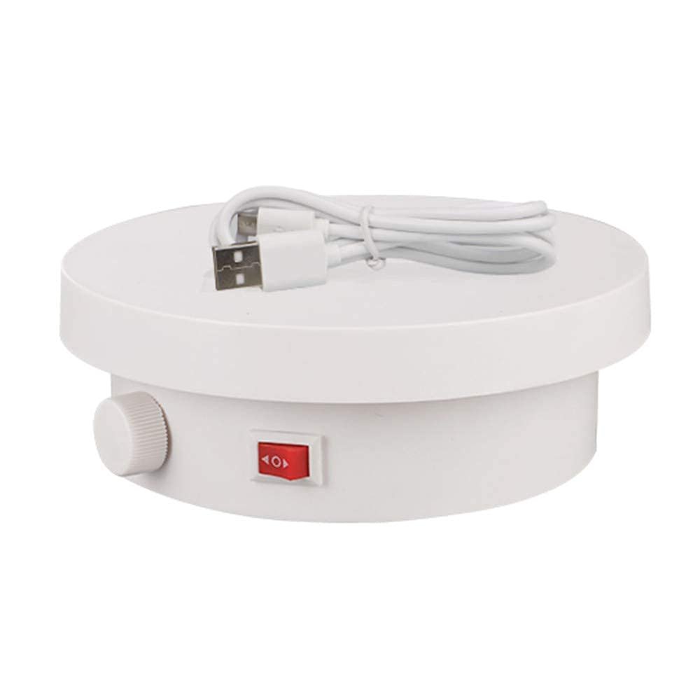 rUrEu Automatic Revolving Platform for Photography, Electric Rotating Turntable, USB Rotating Display Stand Perfect for 360  Product Display/White/16Cmx6Cm