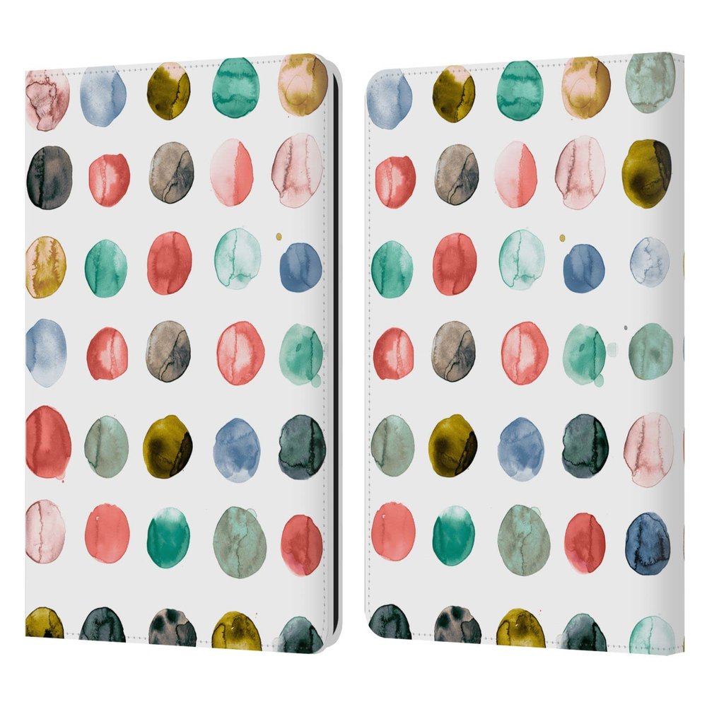 Head Case Designs Officially Licensed Ninola Watercolor Circles Colorful Abstract Leather Wallet Case Compatible with Kindle Paperwhite 1/2 / 3