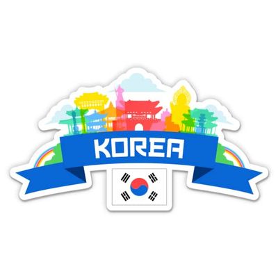 South Korea Travel - 3" Vinyl Sticker - for Car Laptop Water Bottle Phone - Waterproof Decal