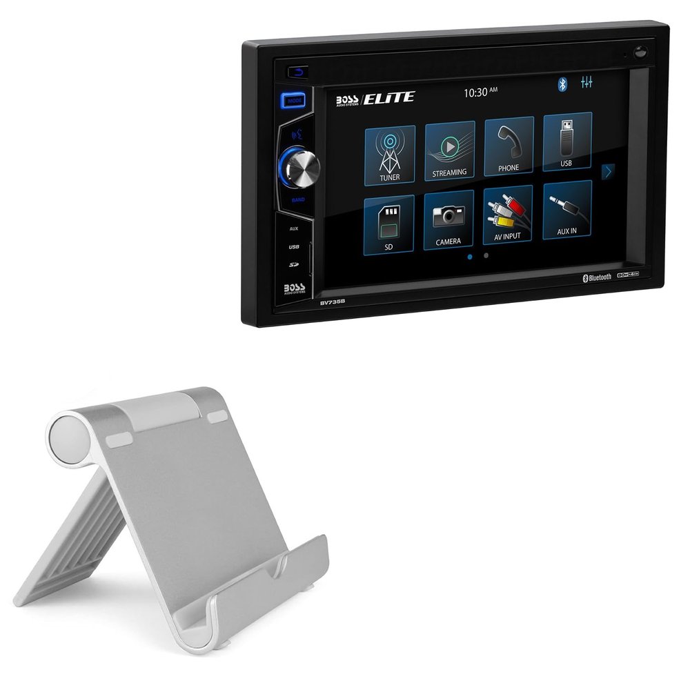 BoxWave Stand and Mount Compatible with BOSS Audio BV735B - VersaView Aluminum Stand, Portable, Multi Angle Viewing Sturdy