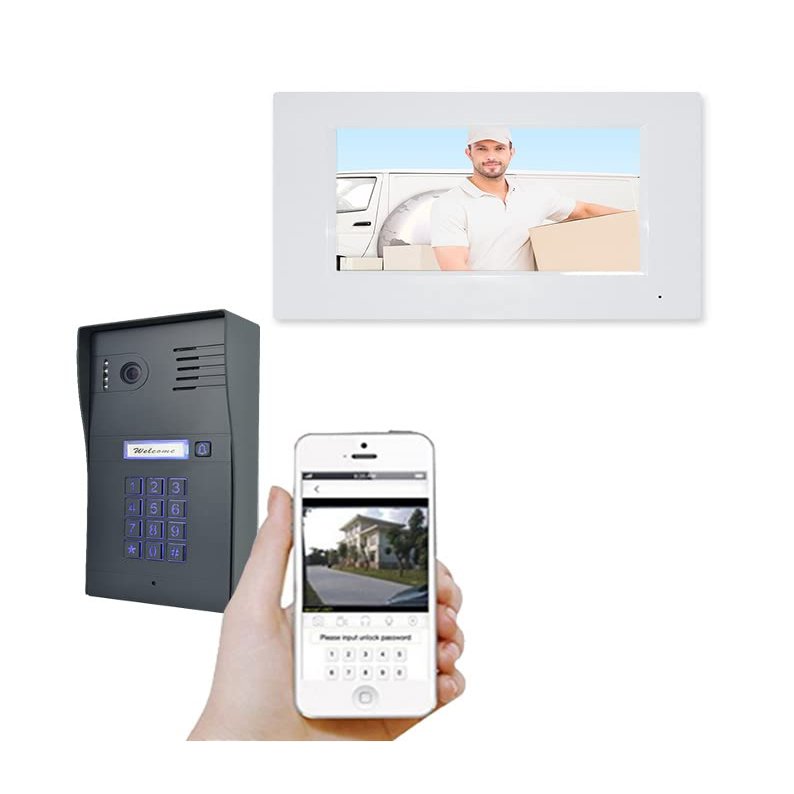 GBF Smart Video Door Phone & Doorbell Intercom System Kit,1080P HD, Smart Keypad, One 7" Touch Monitor (One 3rd gen IP Door Station PL963PMBL and one IP Indoor Monitor MR920)