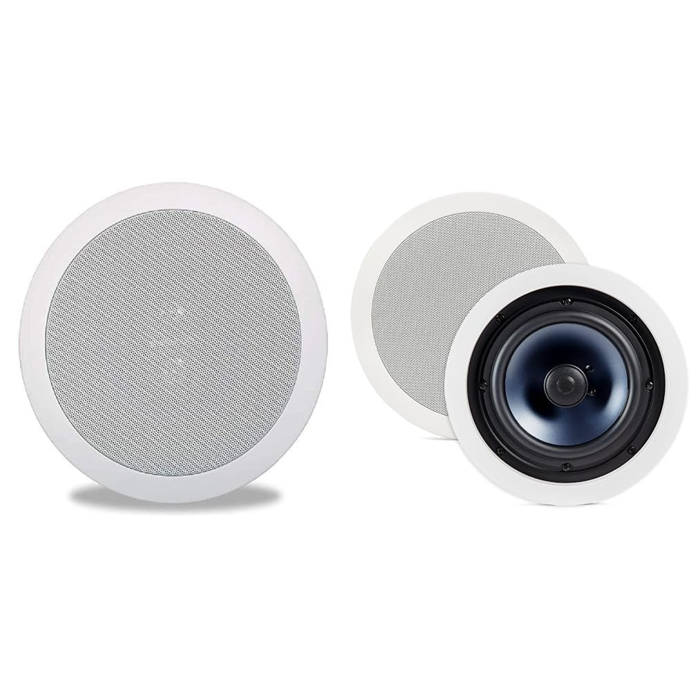 Polk Audio RC6s in-Ceiling 6.5" Stereo-Speaker | Dual Channel from a Single Location & RC80i 2-Way Premium in-Ceiling 8" Round Speakers