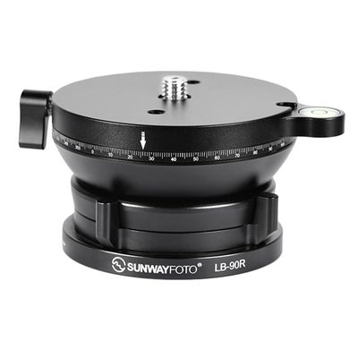 Sunwayfoto LB-90R 90mm Low Profile Leveling Base for Tripod w Butterfly Lock Collar & Panning Top Plate +/-15 Tilt
