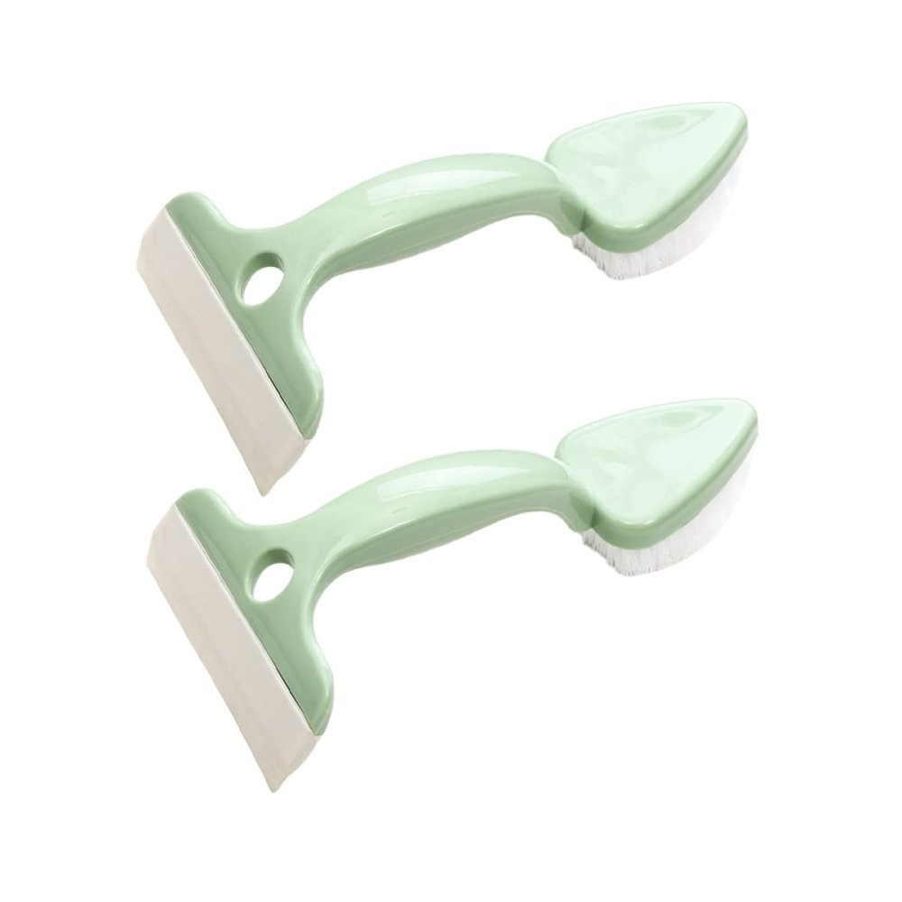 Zerodeko 2pcs Double-Headed Bathroom Floor Cleaning Tool Green Tile Scraper for Efficient Glass and Tile Cleaning Essential Bathroom Accessories Compact for Easy Use