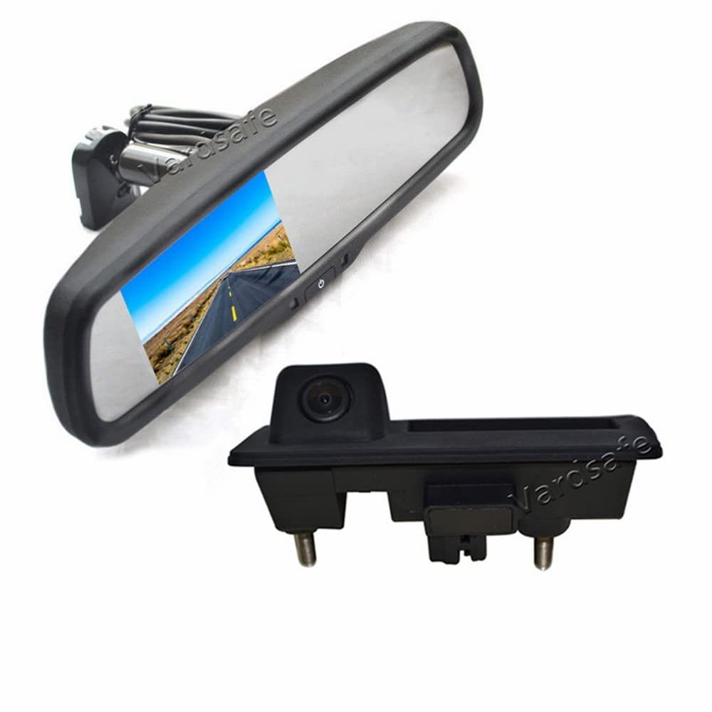 Vardsafe VS436R Tailgate Handle Reverse Backup Camera & Replacement Rear View Mirror Monitor for Volkswagen Passat Tiguan Golf Touran Sharan