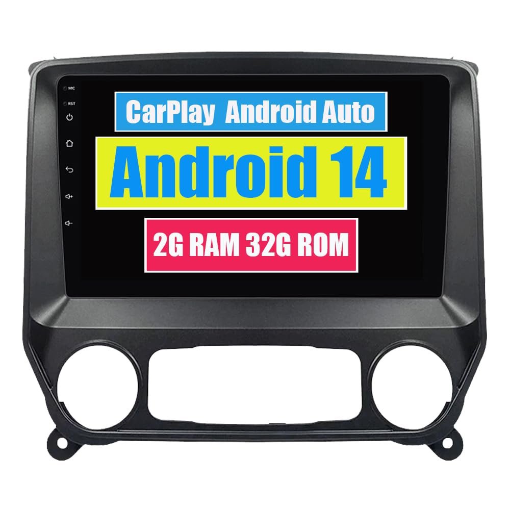 RoverOne Car Radio GPS for Chevrolet Colorado Silverado 2014-2018 for GMC Sierra Android Multimedia Player Navigation Stereo Bluetooth WiFi DSP CarPlay Android Auto