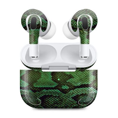 MightySkins (2 Pack) Skins Compatible with Apple AirPods Pro 2 - Green Serpent | Protective, Durable, and Unique Vinyl Decal wrap Cover | Easy to Apply, Remove, and Change Styles | Made in The USA