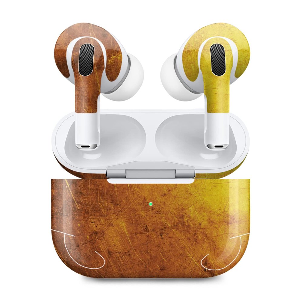 MightySkins (2 Pack) Skins Compatible with Apple AirPods Pro 2 - Textured Gold | Protective, Durable, and Unique Vinyl Decal wrap Cover | Easy to Apply, Remove, and Change Styles | Made in The USA