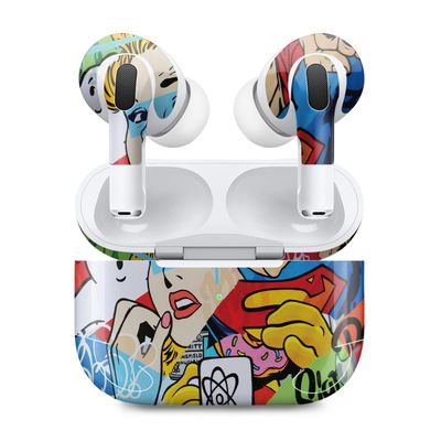 MightySkins (2 Pack) Skins Compatible with Apple AirPods Pro 2 - Cartoon Mania | Protective, Durable, and Unique Vinyl Decal wrap Cover | Easy to Apply, Remove, and Change Styles | Made in The USA