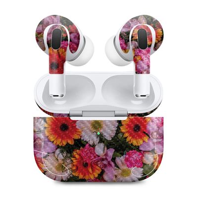 MightySkins Carbon Fiber (2 Pack) Skins Compatible with Apple AirPods Pro 2 - Watered Flowers | Protective, Durable Textured Carbon Fiber Finish | Easy to Apply and Change Styles | Made in The USA