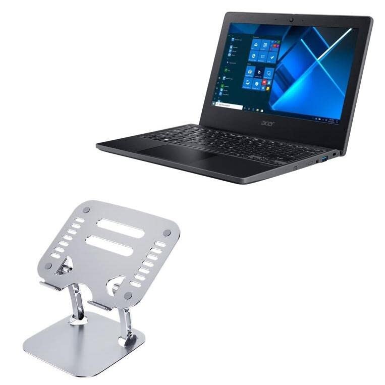 BoxWave Stand and Mount Compatible with Acer TravelMate B3 (TMB311-32) - Executive VersaView Laptop Stand, Ergonomic Adjustable Viewing Angle Metallic Riser - Metallic Silver