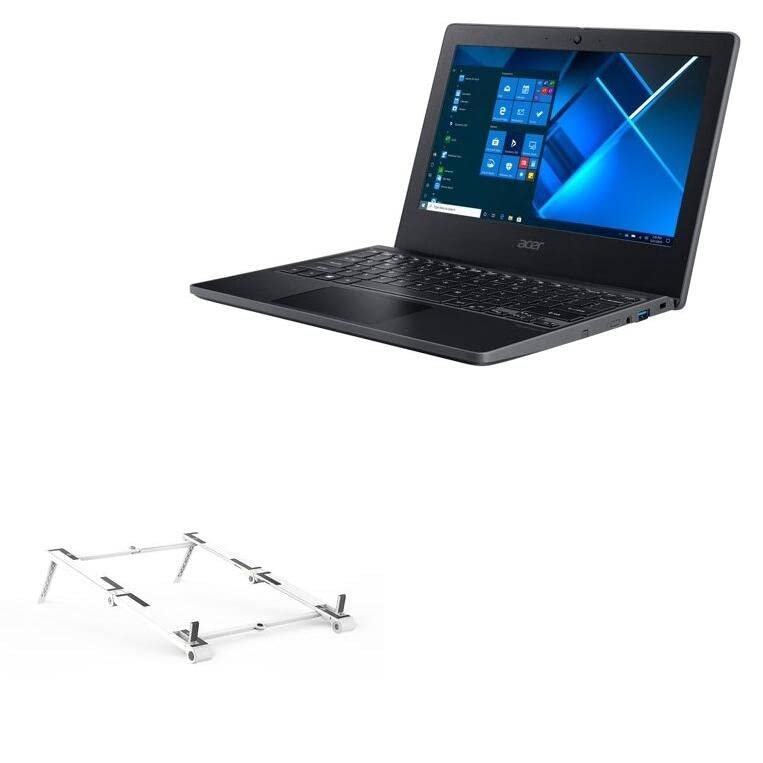 BoxWave Stand and Mount Compatible with Acer TravelMate B3 (TMB311-32) - Pocket Aluminum Stand 3-in-1, Portable Multi Angle Viewing Riser - Metallic Silver