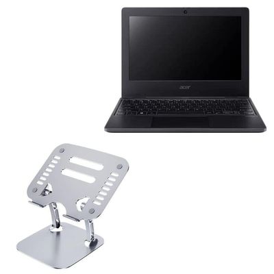BoxWave Stand and Mount Compatible with Acer TravelMate B3 (TMB311-31) - Executive VersaView Laptop Stand, Ergonomic Adjustable Viewing Angle Metallic Riser - Metallic Silver