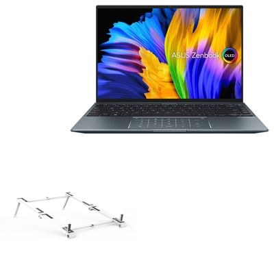 BoxWave Stand and Mount Compatible with ASUS ZenBook 14X (UX5401) - Pocket Aluminum Stand 3-in-1, Portable Multi Angle Viewing Riser - Metallic Silver
