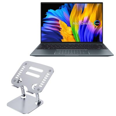 BoxWave Stand and Mount Compatible with ASUS ZenBook 14X (UX5401) - Executive VersaView Laptop Stand, Ergonomic Adjustable Viewing Angle Metallic Riser - Metallic Silver