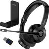 Delton 30X Bluetooth Computer Headset with Noise Canceling Mic, HiFi Stereo Sound, Headset Stand & Auto Pair USB Dongle for PC, Laptop, MacBook & Compatible with MS Team, Google Meet and More - Black view 1
