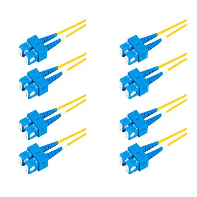 SpeedyFiberTX - 4-Pack 5 Meter Singlemode Duplex SC/U to SC/U Fiber Patch Cable, Corning SMF-28 9/125um Ultra Optical Fiber, OS1/OS2 Compatible, Yellow Riser OFNR Cable Jacket