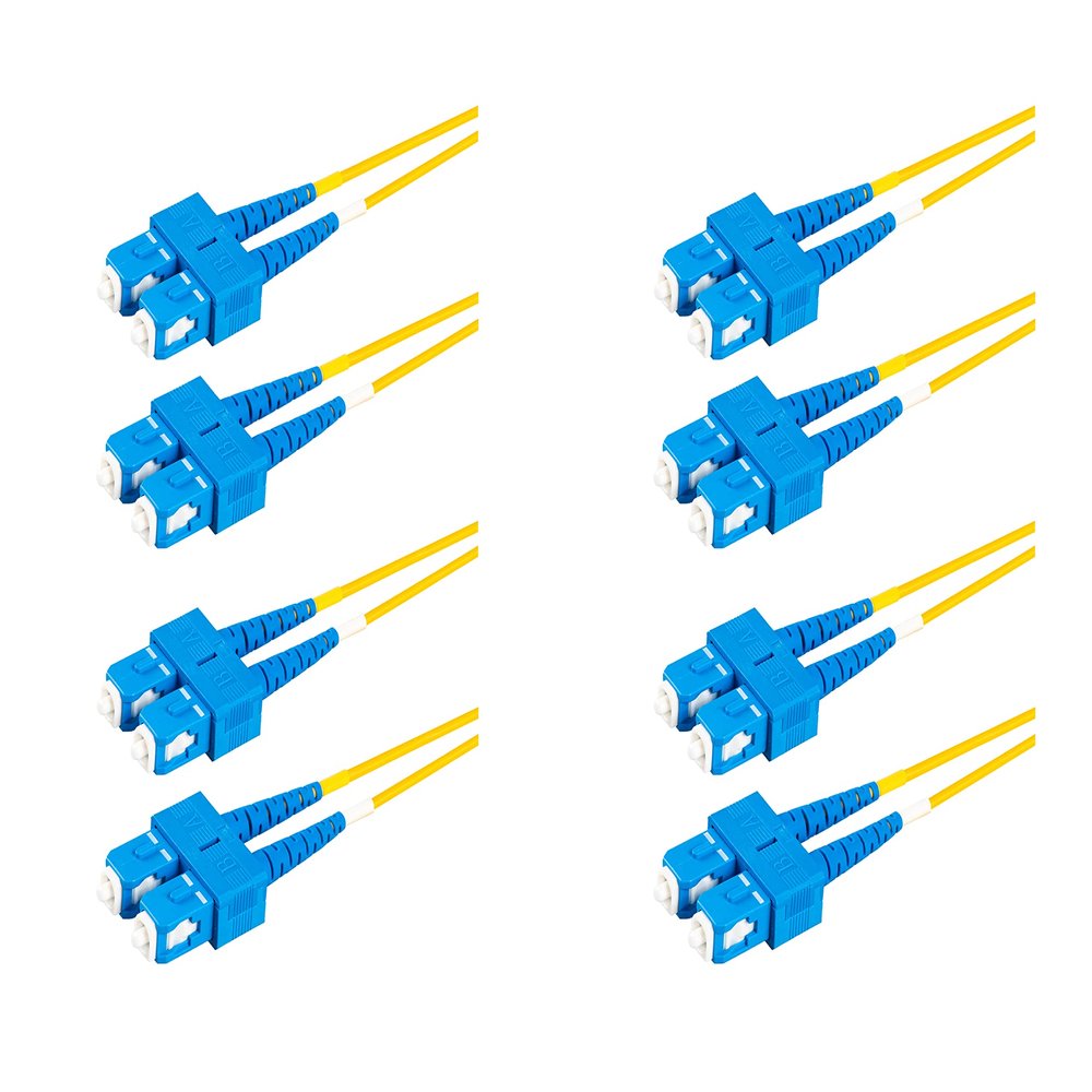 SpeedyFiberTX - 4-Pack 5 Meter Singlemode Duplex SC/U to SC/U Fiber Patch Cable, Corning SMF-28 9/125um Ultra Optical Fiber, OS1/OS2 Compatible, Yellow Riser OFNR Cable Jacket