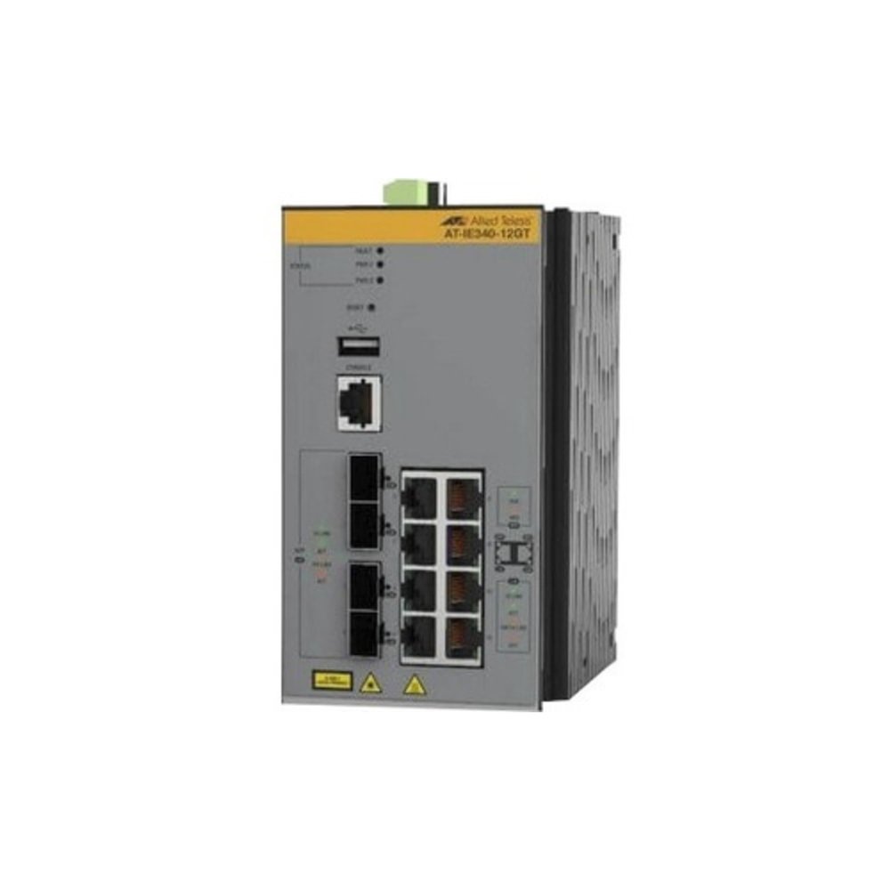 Allied Telesis - AT-IE340-12GT-980 Industrial Ethernet Layer 3 Switches - 8 Ports - Manageable - Gigabit Ethernet - 10/100/1000Base-T, 1000Base-X - TAA Compliant - 3 Layer Supported -