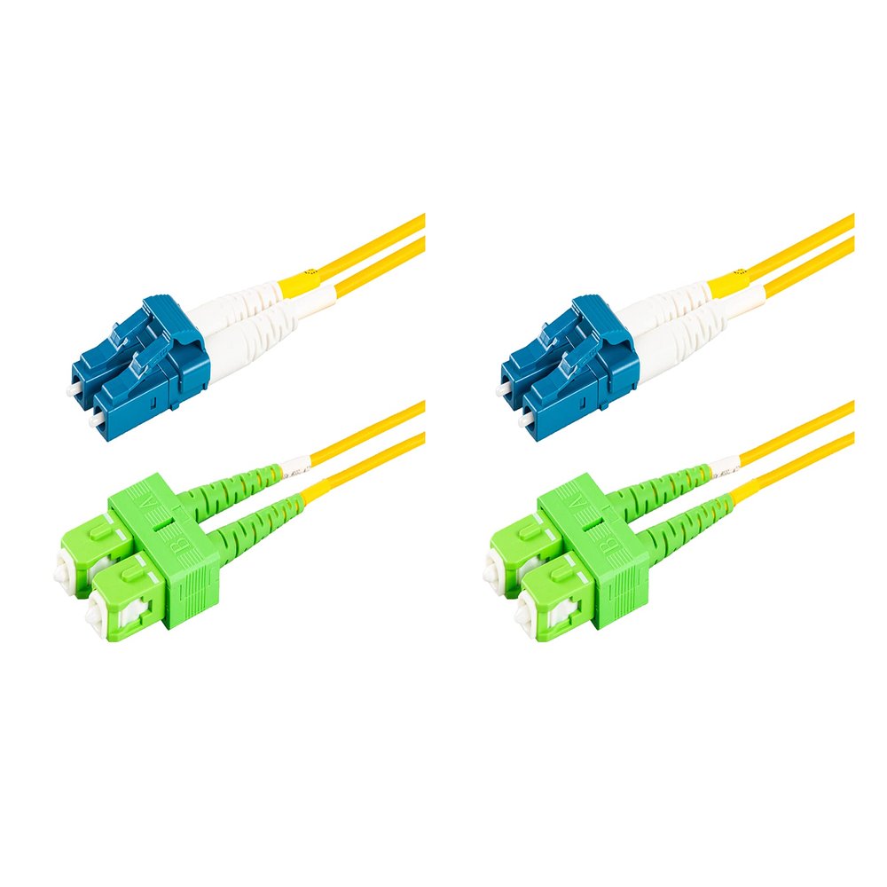 SpeedyFiberTX - 2-Pack 100 Feet Singlemode Duplex SC/A to LC/U Fiber Patch Cable, Corning SMF-28 9/125um Ultra Optical Fiber, OS1/OS2 Compatible, Yellow Riser OFNR Cable Jacket