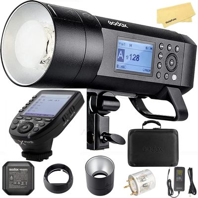 Godox AD400 Pro AD400Pro Flash with XPro-S Flash Trigger for Sony Cameras,0.01-1s Recycle Time,380 Full Power Pops,30W LED Modeling Lamp,400W 2.4G TTL Flash w/Bowens Mount and Godox Mount