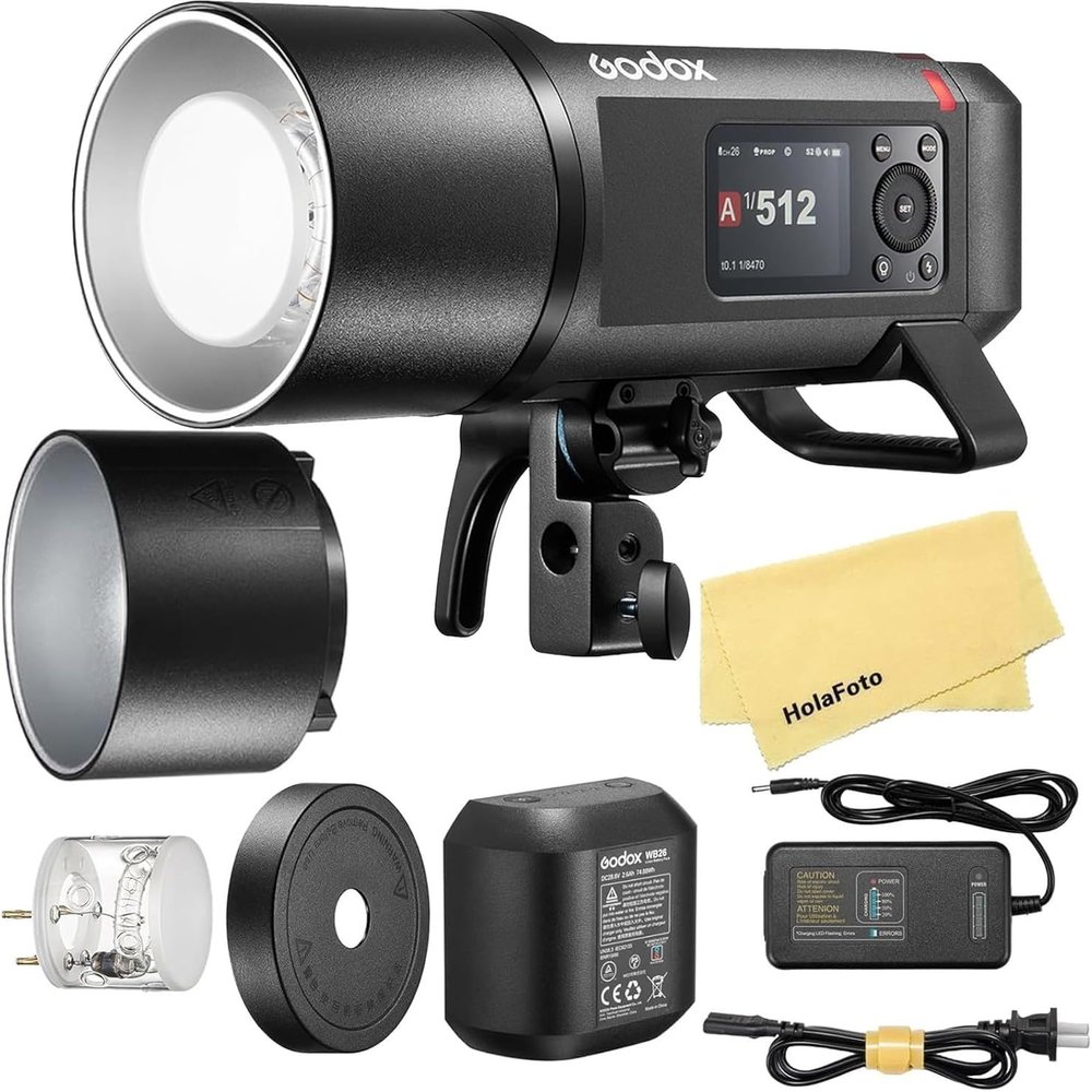 Godox AD600 Pro II All-in-One Outdoor Flash Strobe for Canon Sony Nikon Fujifilm Fuji Olympus Panasonic Pentax Leica Cameras,2.4G TTL 1/8000 HSS,0.01~0.9s Recycle Time,40W Bi-Color LED Modeling Light