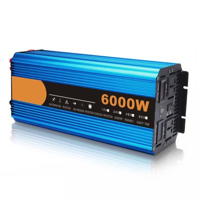 TOOJUN Car Inverter Pure Sine Wave DC 12v to AC 220v Power Inverter Home RV Inverter with Precise Real-Time Voltage LCD Display and USB Ports,6000W